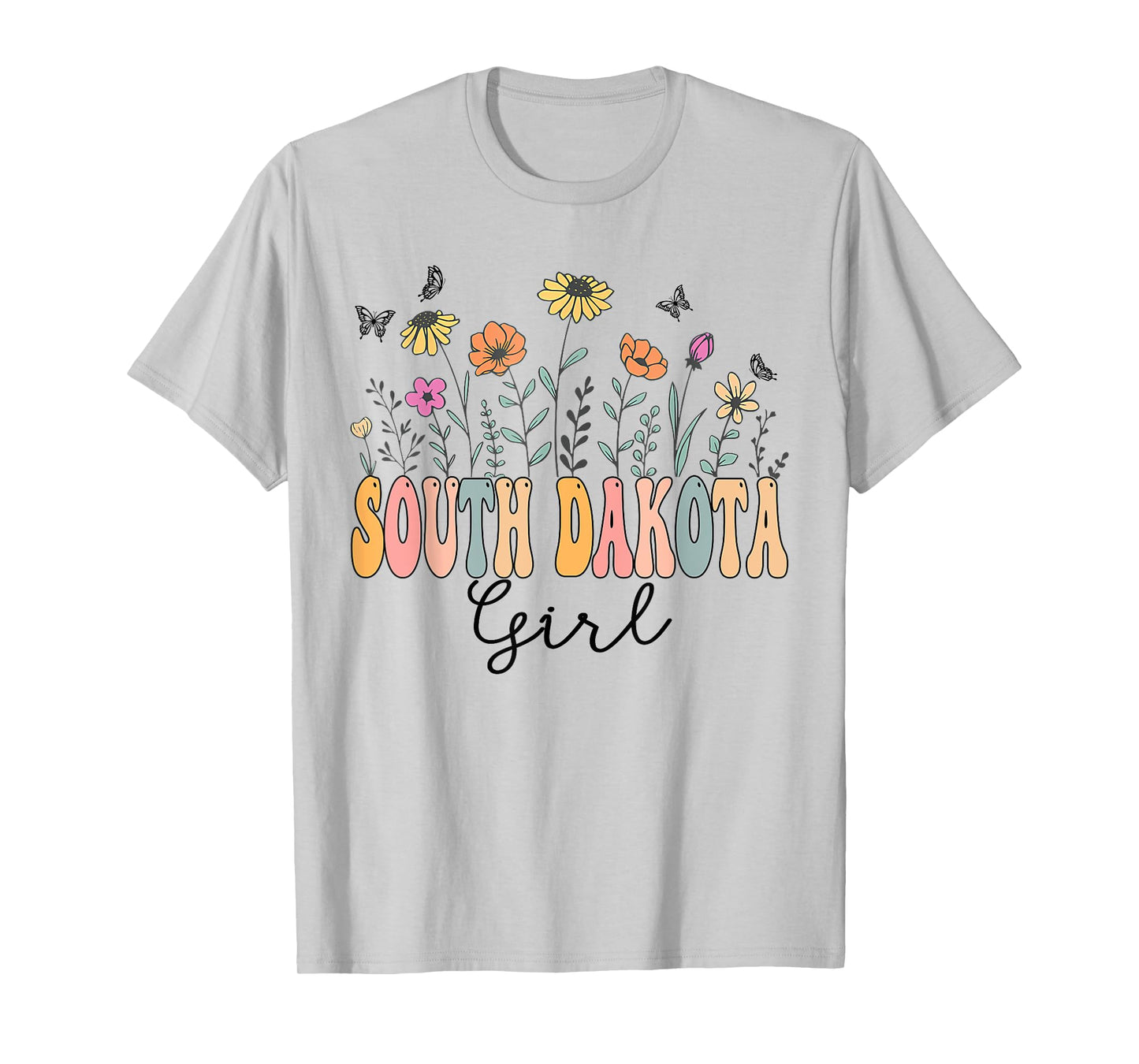 South Dakota Girl Wildflower Groovy South Dakota Lover T-Shirt