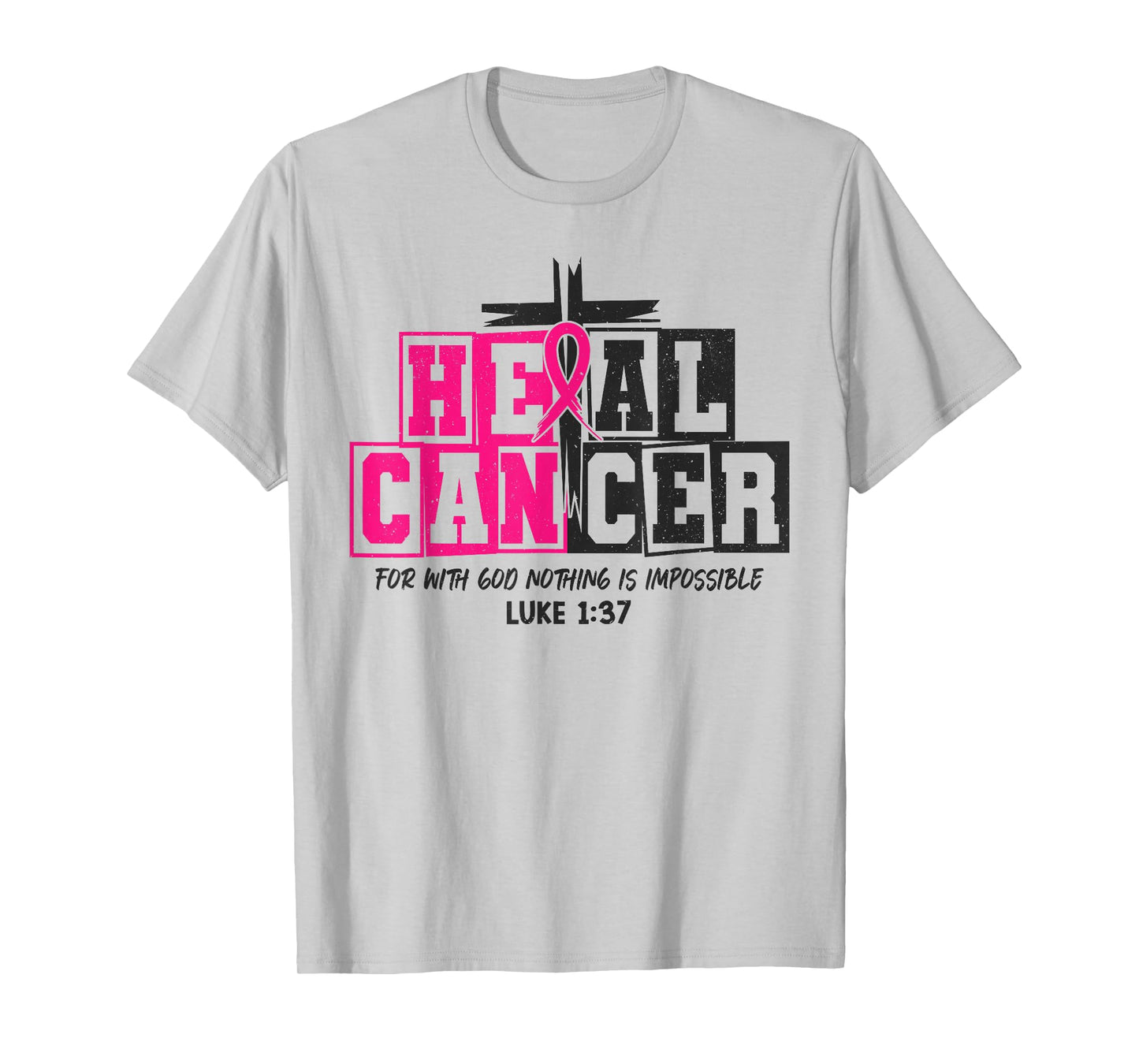 Breast Cancer Awareness Pink Ribbon Heal Cancer Christian T-Shirt