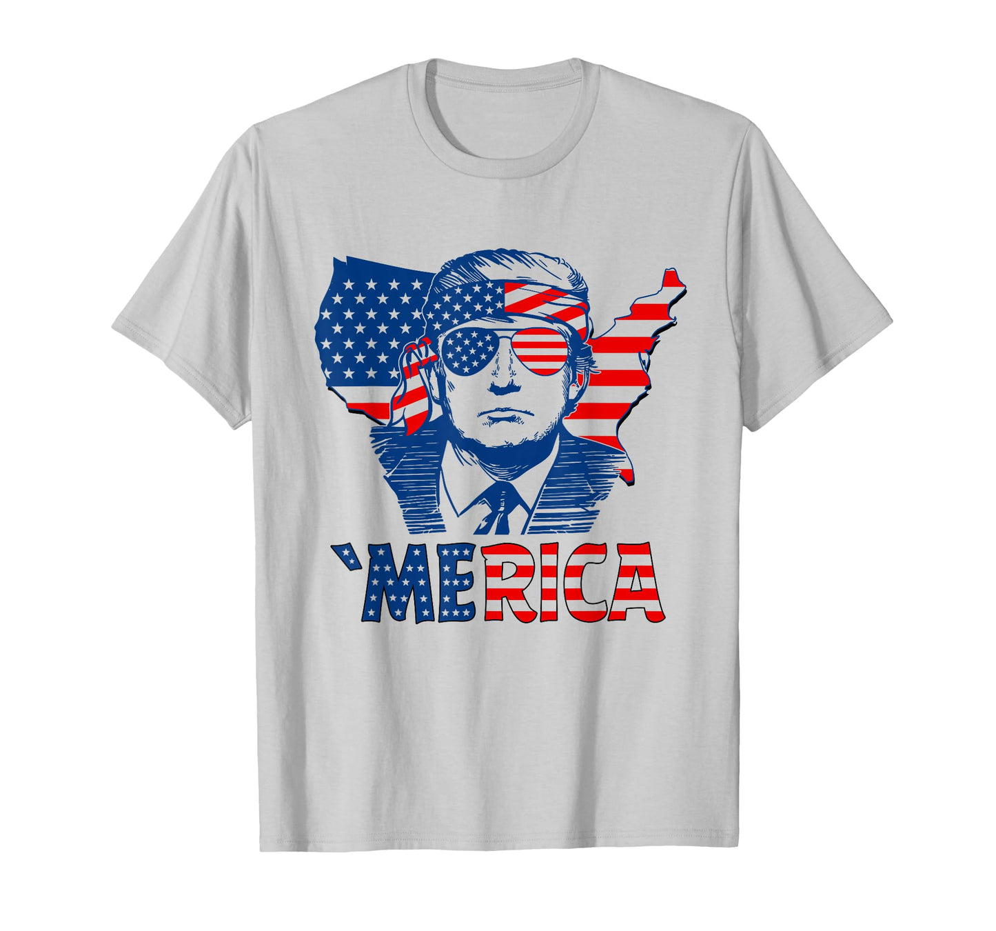 'MERICA TRUMP Happy 4th Of July Trump Patriot American Flag T-Shirt