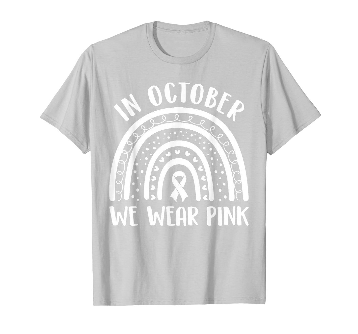 Breast Cancer Awareness Month Rainbow Kids Men & Womens Pink T-Shirt