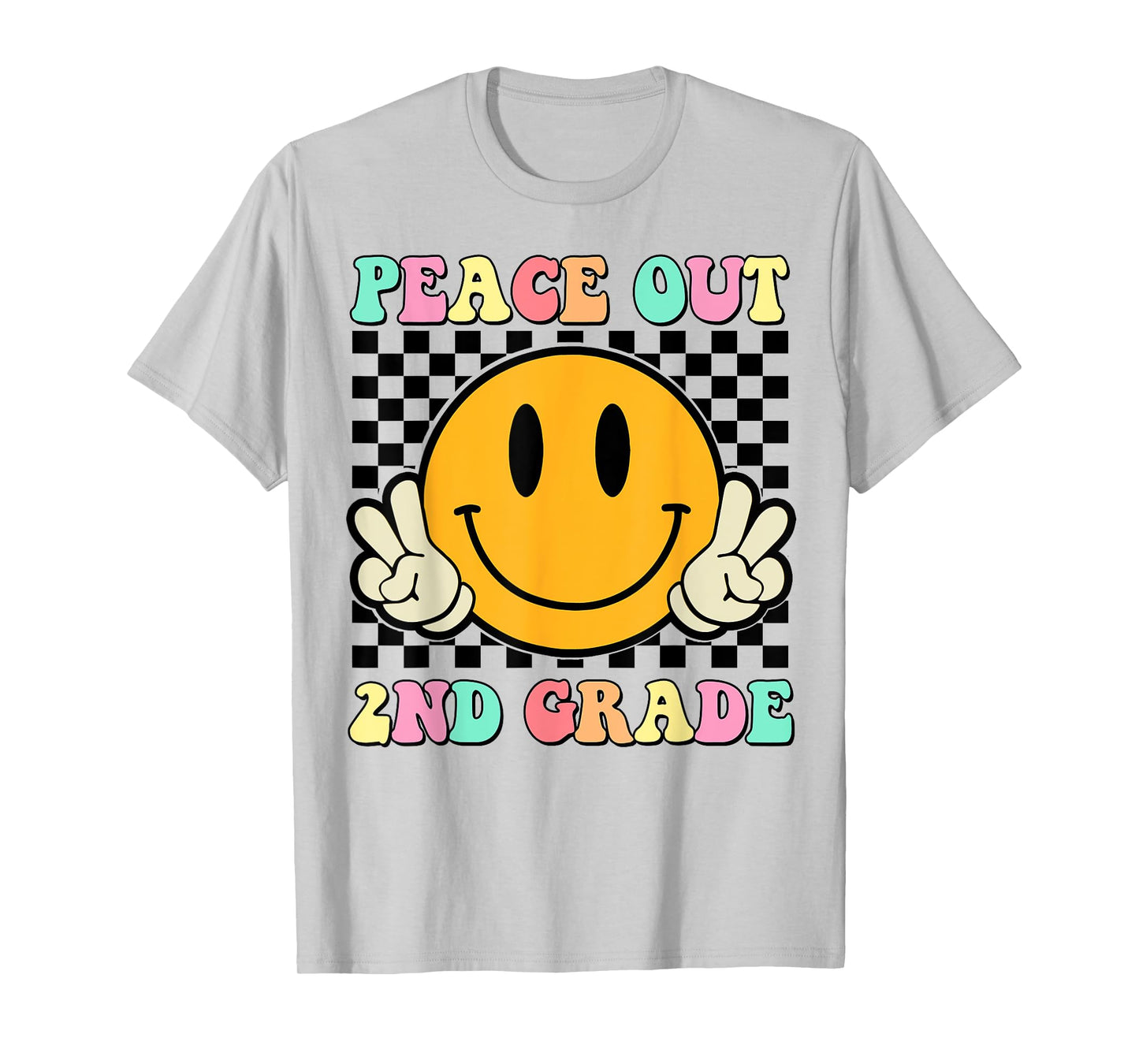 Peace Out 2nd Grade Teacher Retro Smile Last Day Of School T-Shirt for Men Women Girls Kids