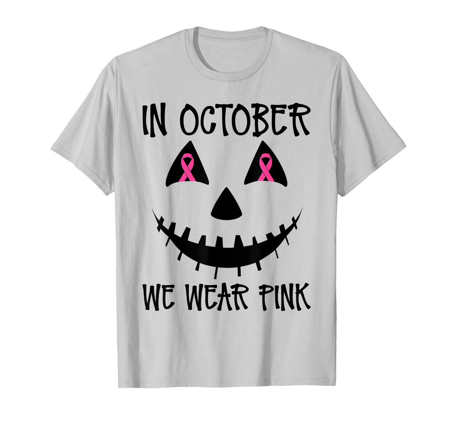 In October We Wear Pink Jackolantern Halloween Breast Cancer T-Shirt