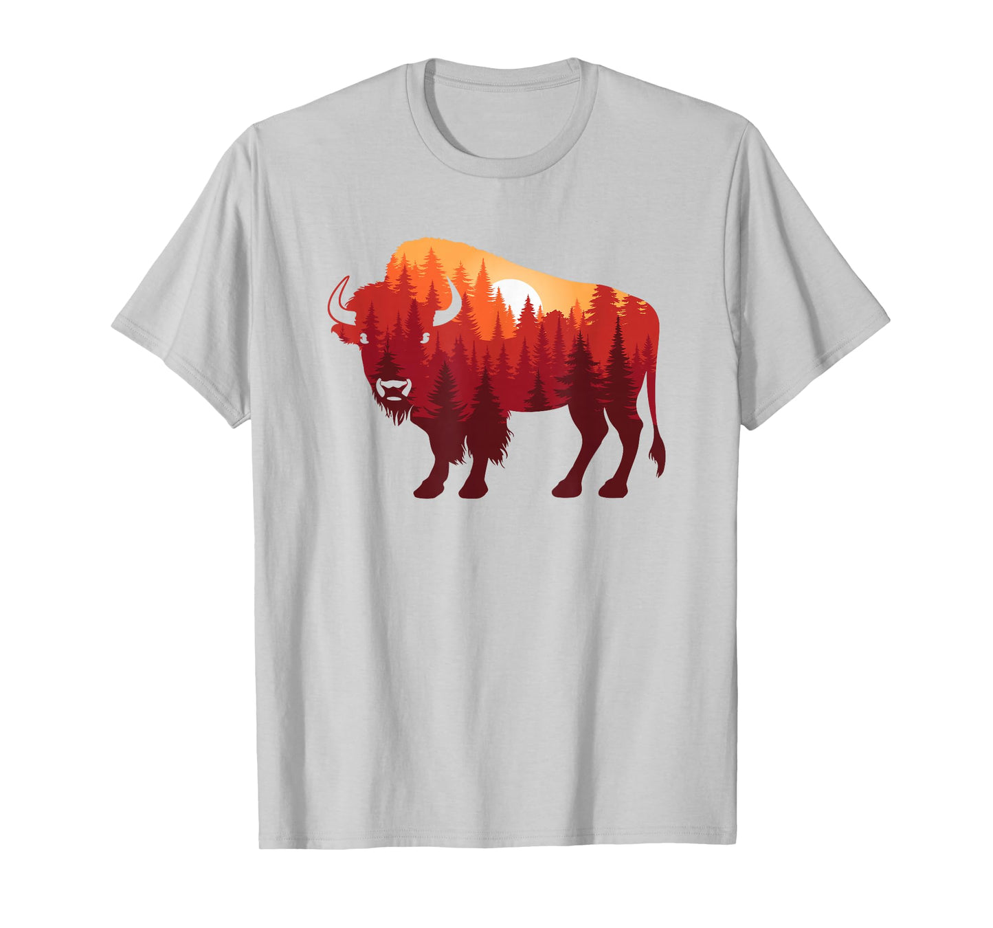Buffalo Landscape Pine Tree Nature Bison Men Women T-Shirt