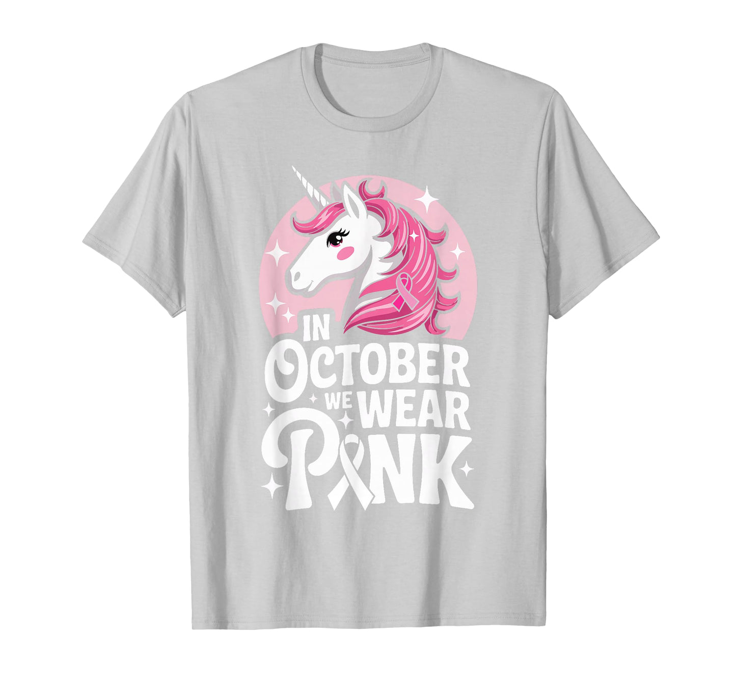 in October We Wear Pink Cute Unicorn Breast Cancer Month T-Shirt