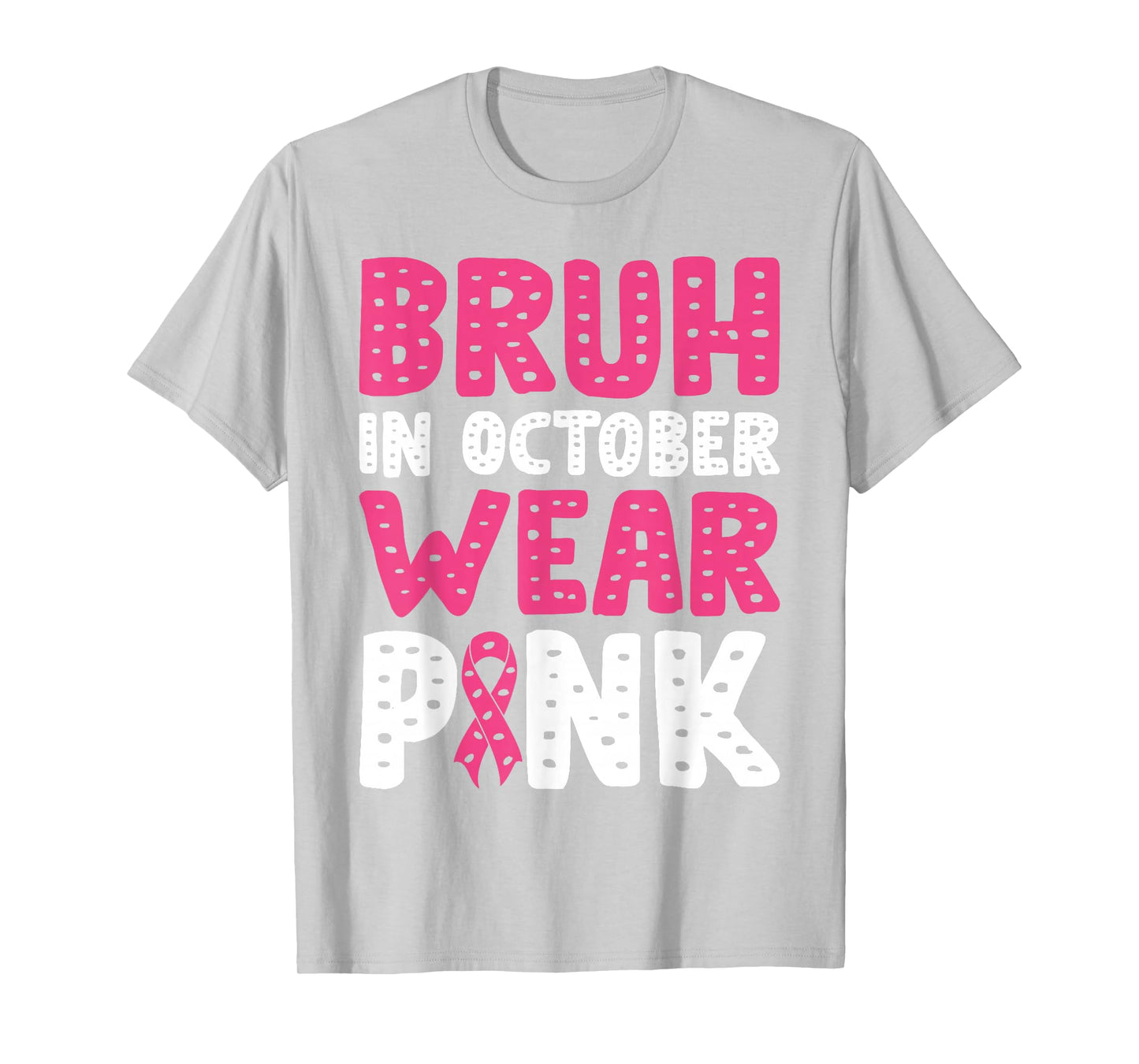 Breast Cancer Shirts for Kids Boys Bruh In October Wear Pink T-Shirt