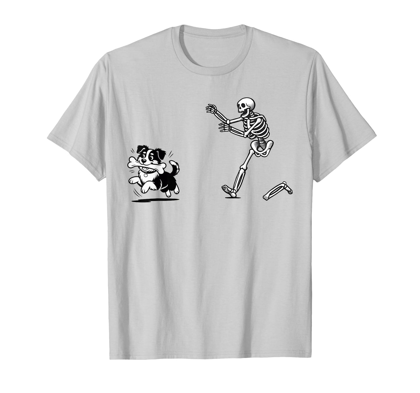 Halloween Skeleton Chase Australian Shepherd T-Shirt