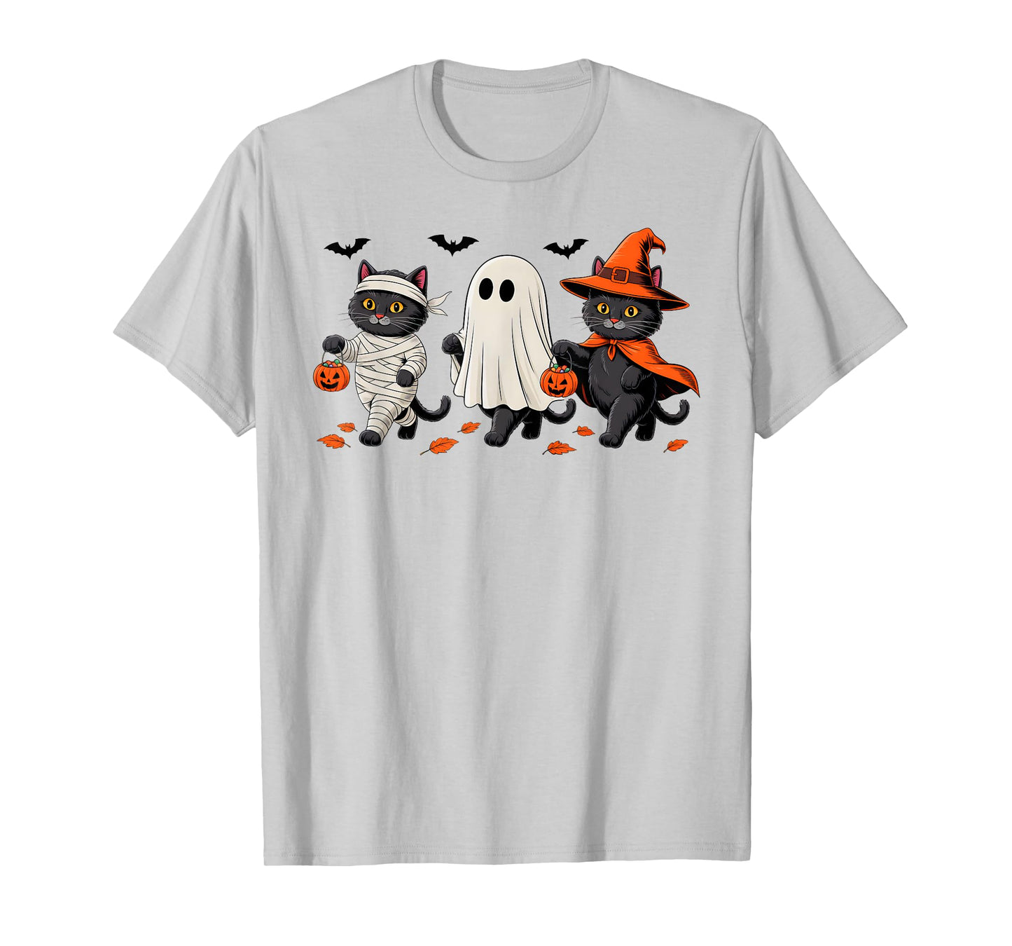 Cute Black Cat Spooky Ghost Witch Mummy Halloween Costume T-Shirt
