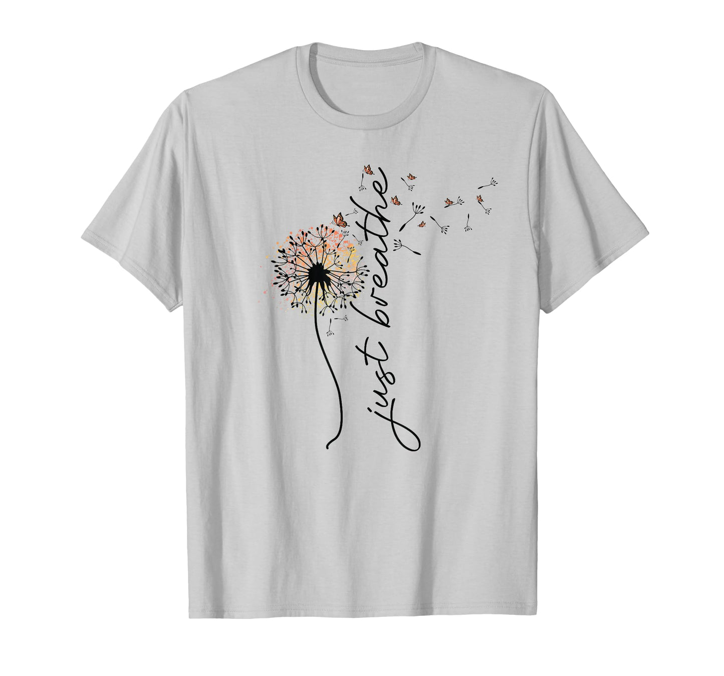 Just Breathe Tee Dandelion and Buterflies Womens Summer Top T-Shirt
