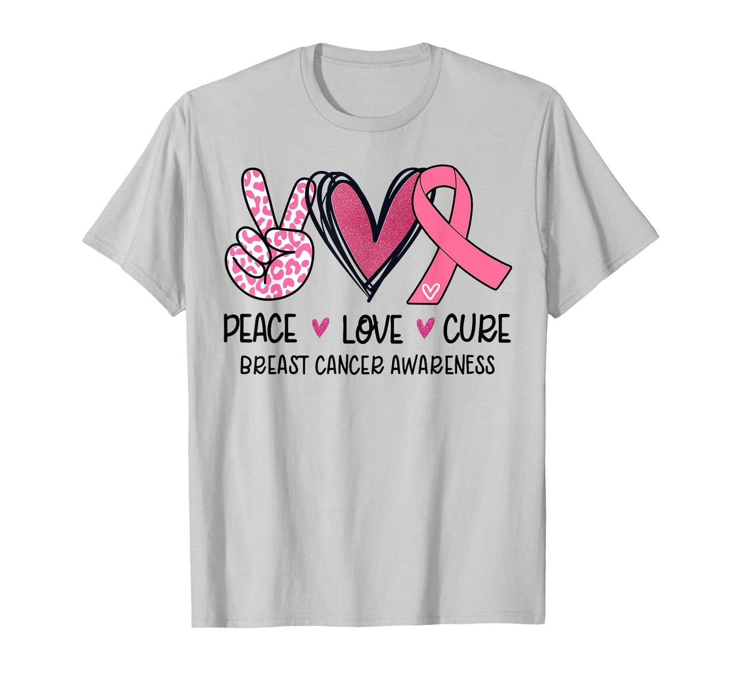 Peace Love Cure Breast Cancer Awareness Pink T-Shirt