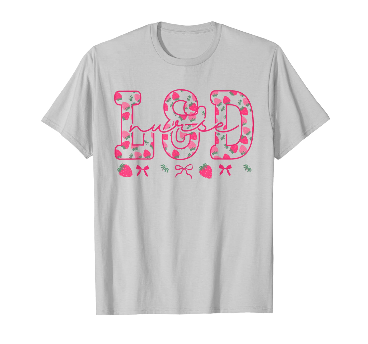 Labor and Delivery Coquette Bow Work L&D Nurse Strawberry T-Shirt