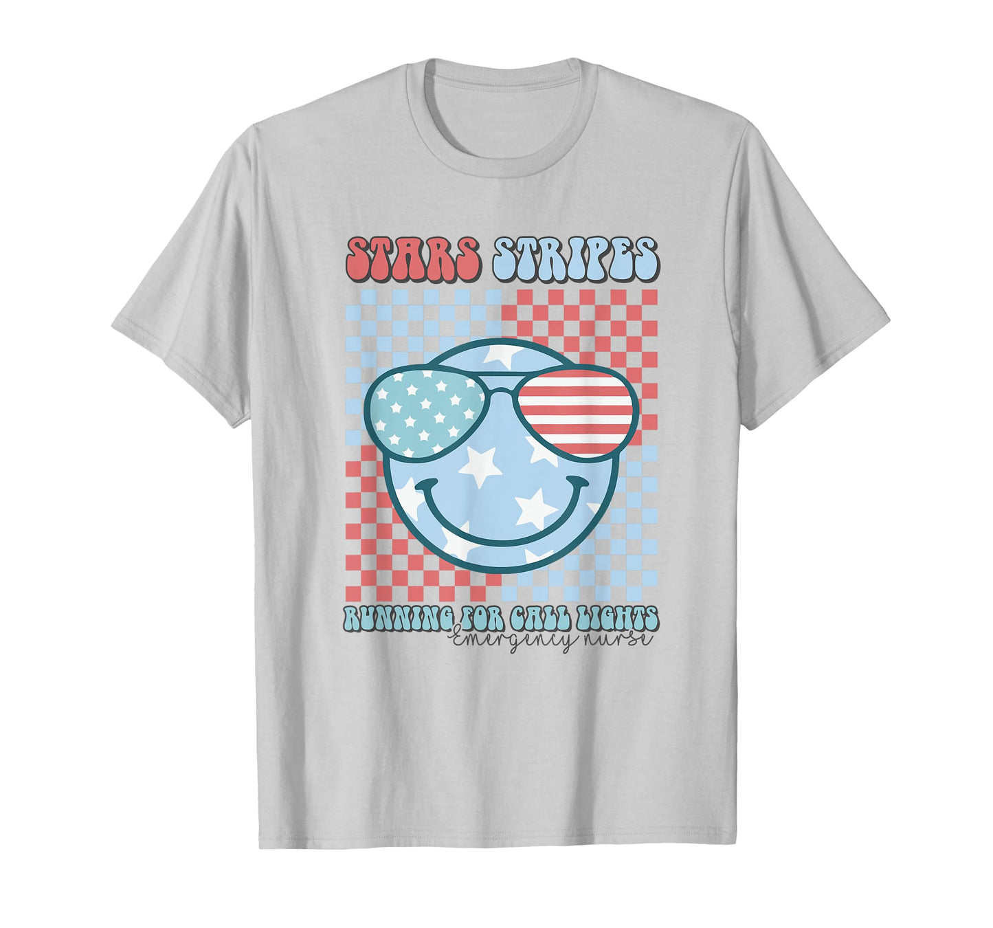 ER Nurse 4th Of July Emergency Room Groovy Smile Patriotic T-Shirt