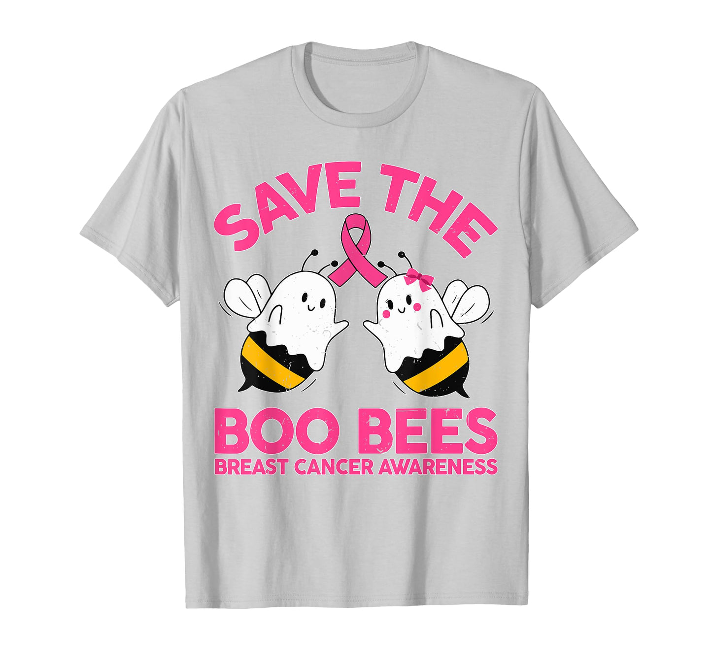 Mom Save The Boobees Breast Cancer Funny Halloween Boo Bees T-Shirt