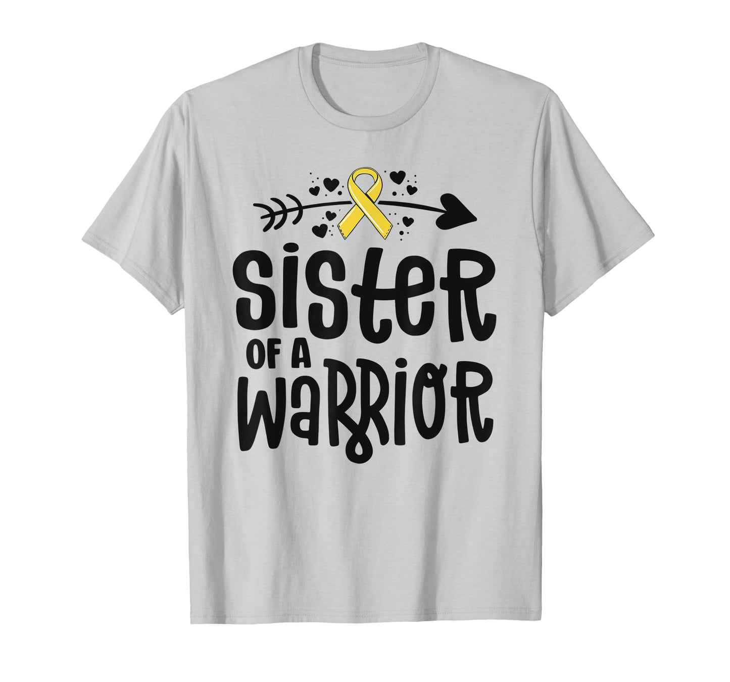 Sister Of A Warrior Gift Family Childhood Cancer Awareness T-Shirt