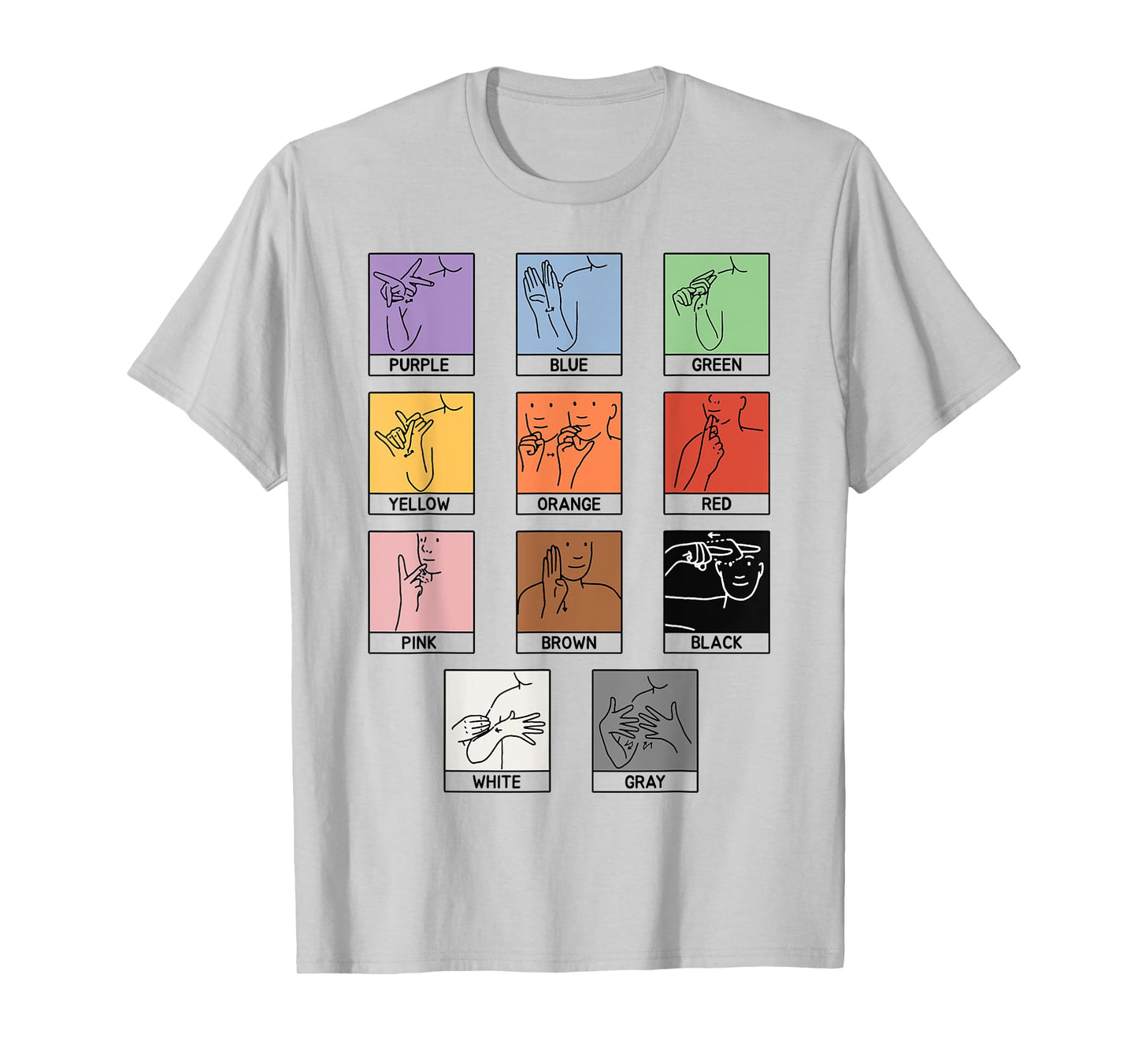 Colors ASL Sign Language Deaf Sign Language Simple Asl T-Shirt