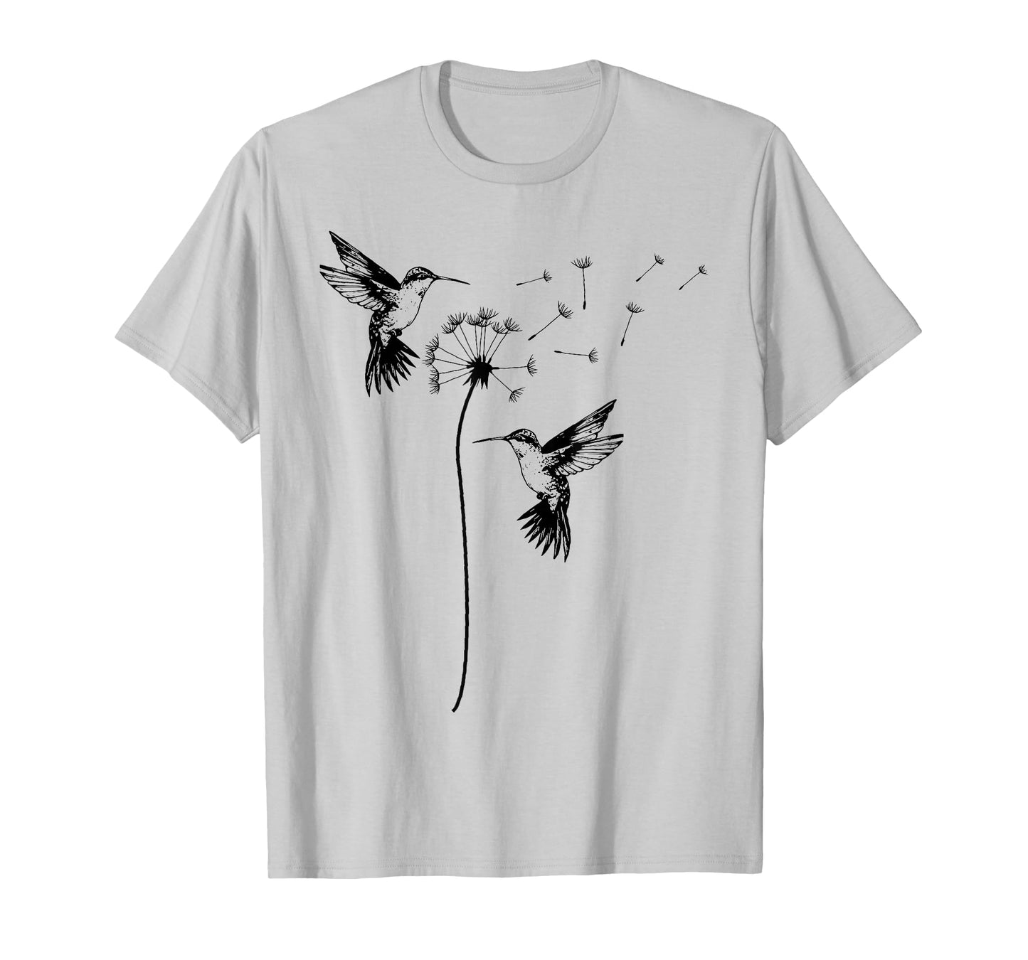 Cute Dandelion Hummingbird Graphic For Nature Lovers Women T-Shirt