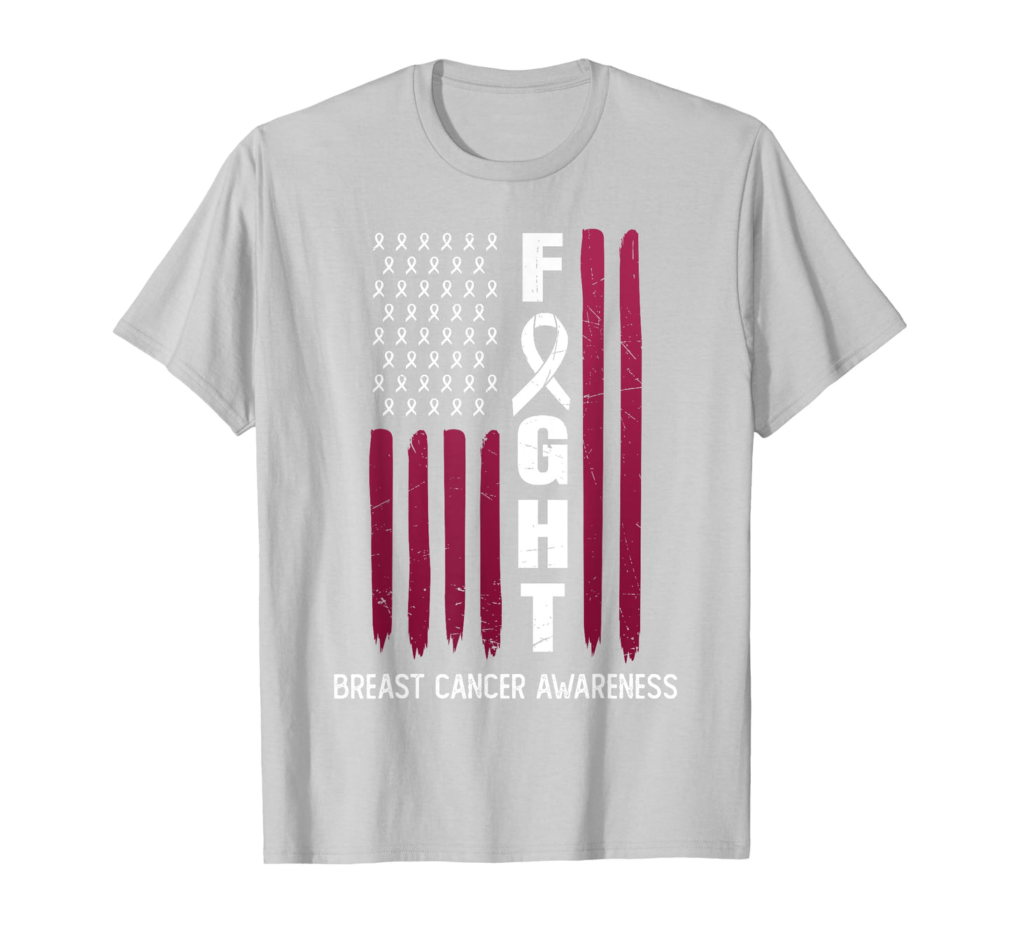 USA Pink Flag Breast Cancer Awareness Month - On Front T-Shirt