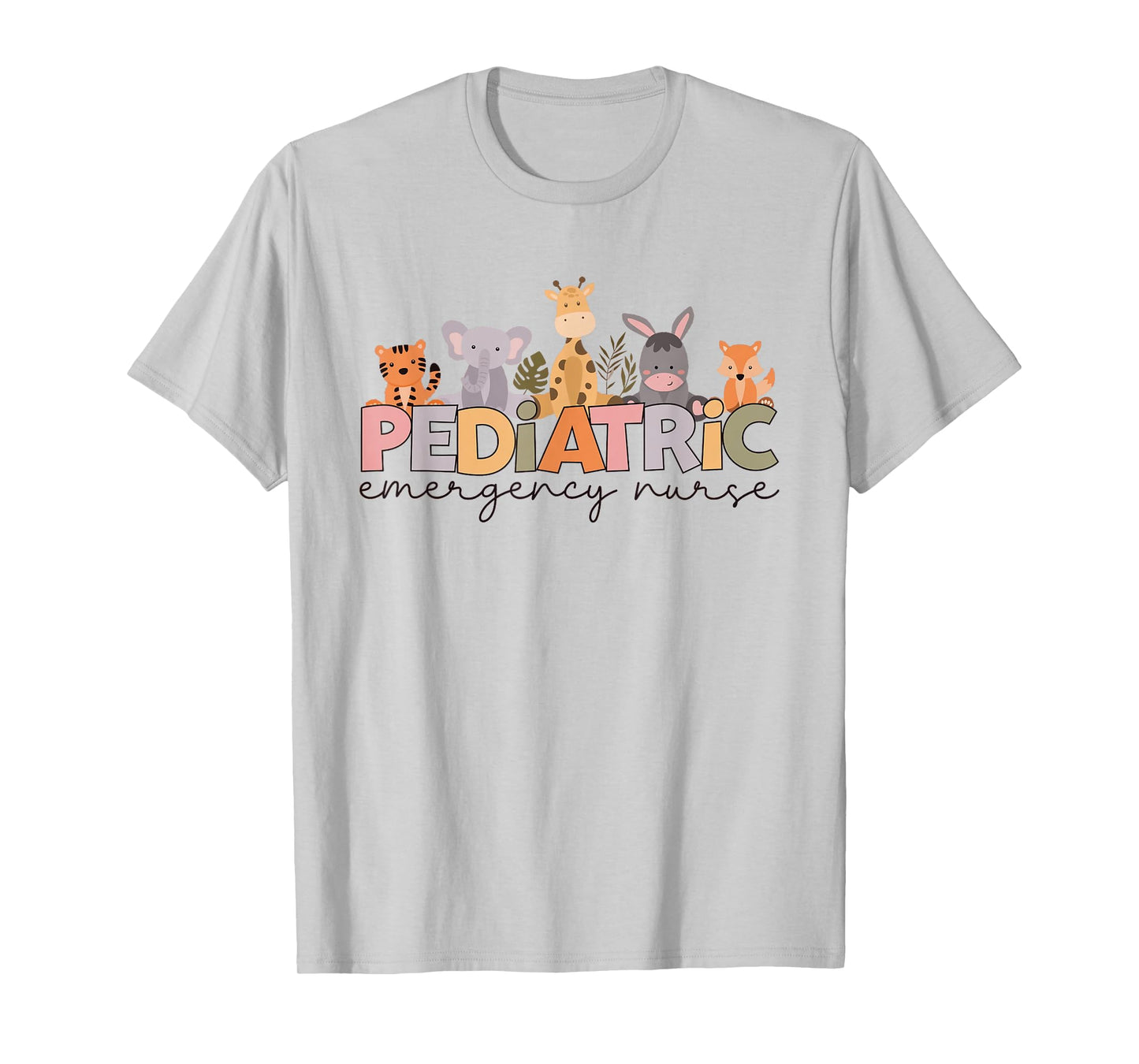Women Pediatric Emergency Nurse Safari Animals Peds ER Nurse T-Shirt
