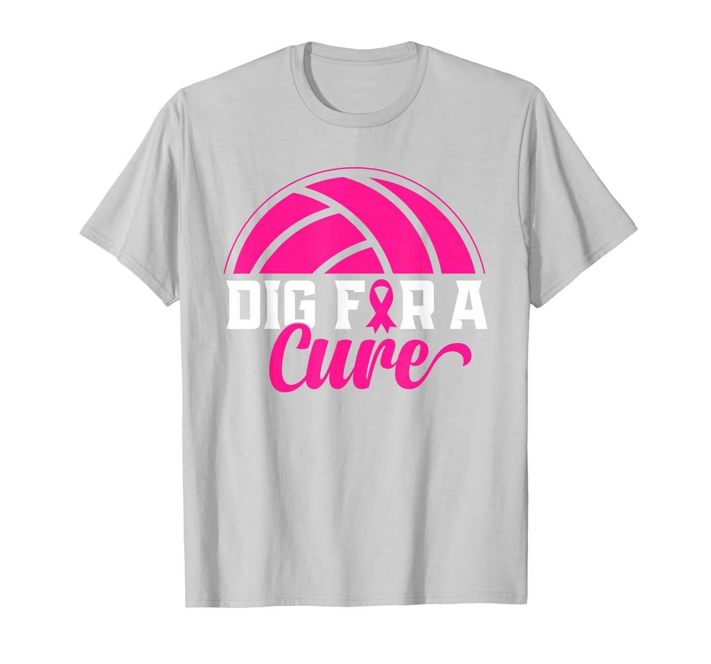 Dig For A Cure Breast Cancer Awareness Volleyball Pink Print T-Shirt