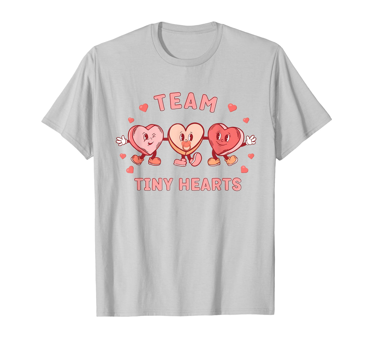 Retro Team Tiny Hearts Nurse Valentines Peds Cardiac Nurse T-Shirt