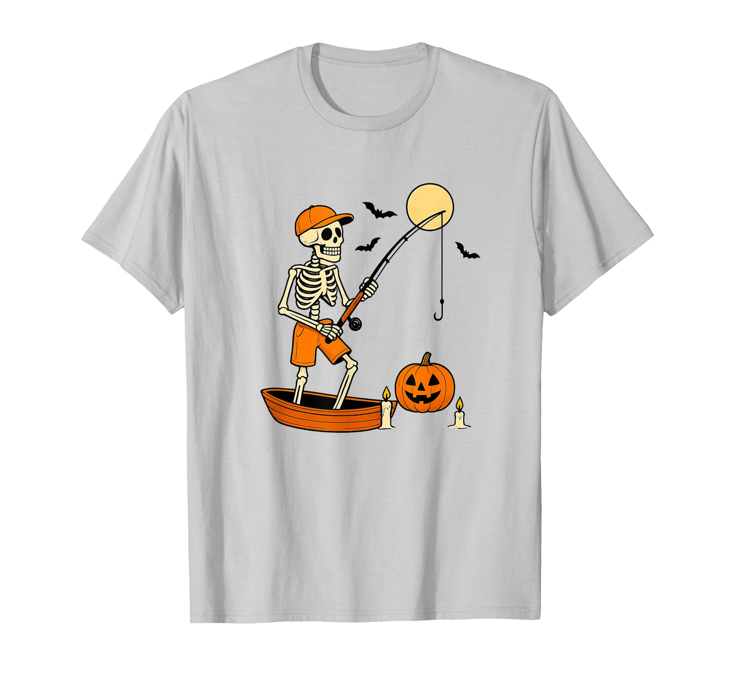 Skeleton Fishing Halloween Funny Fishing Boys Kids T-Shirt