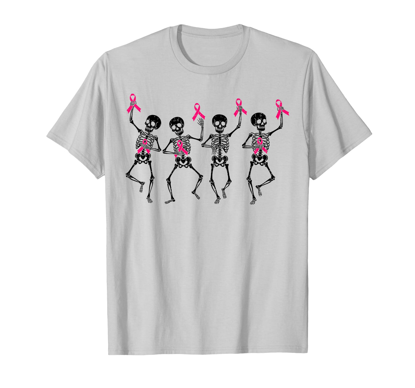 Pink Ribbon Breast Cancer Awareness Skeleton Women Men Kids T-Shirt