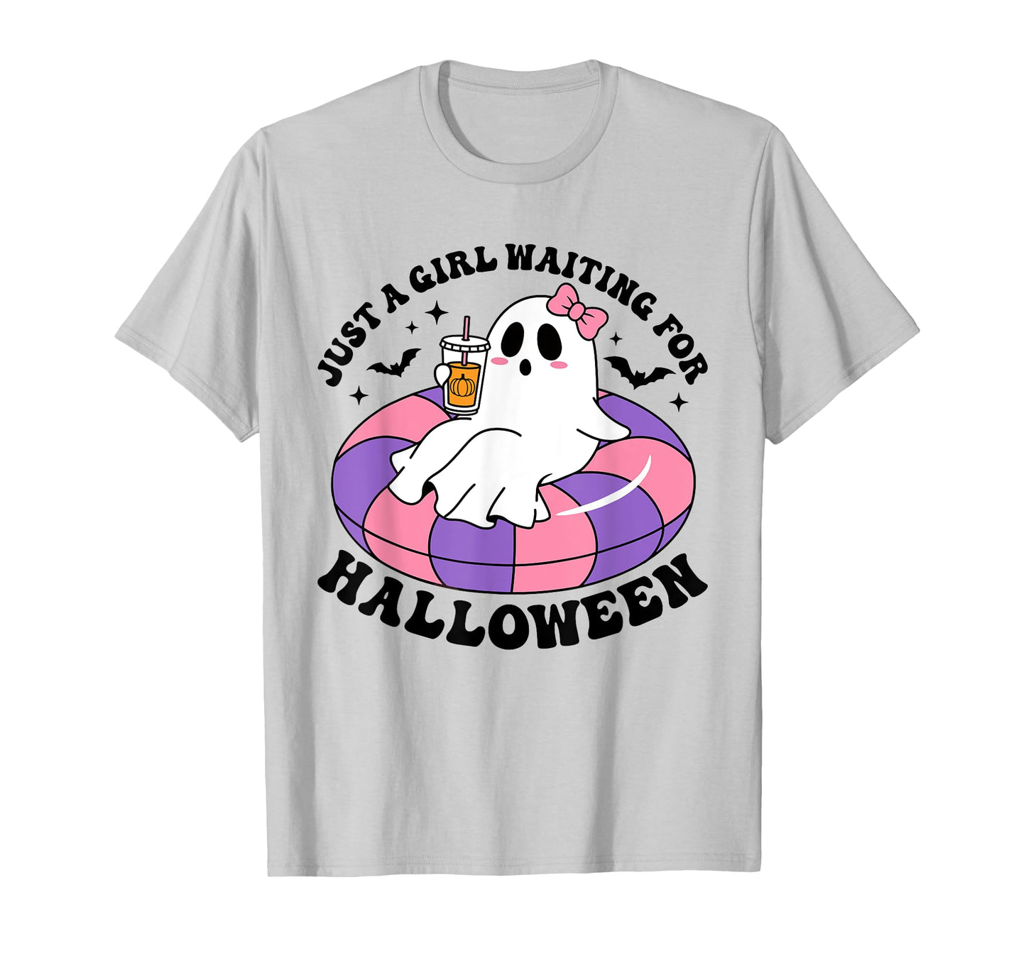 Just A Girl Waiting For Halloween Ghost Spooky Vibe Summer T-Shirt