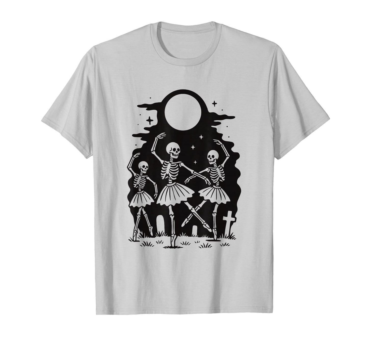 Moonlit Skeleton Ballerinas Gothic Dance Design T-Shirt
