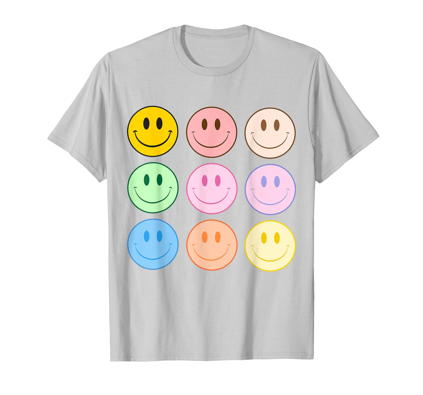 Retro Happy Face Colorful - Smile Face Trendy T-Shirt