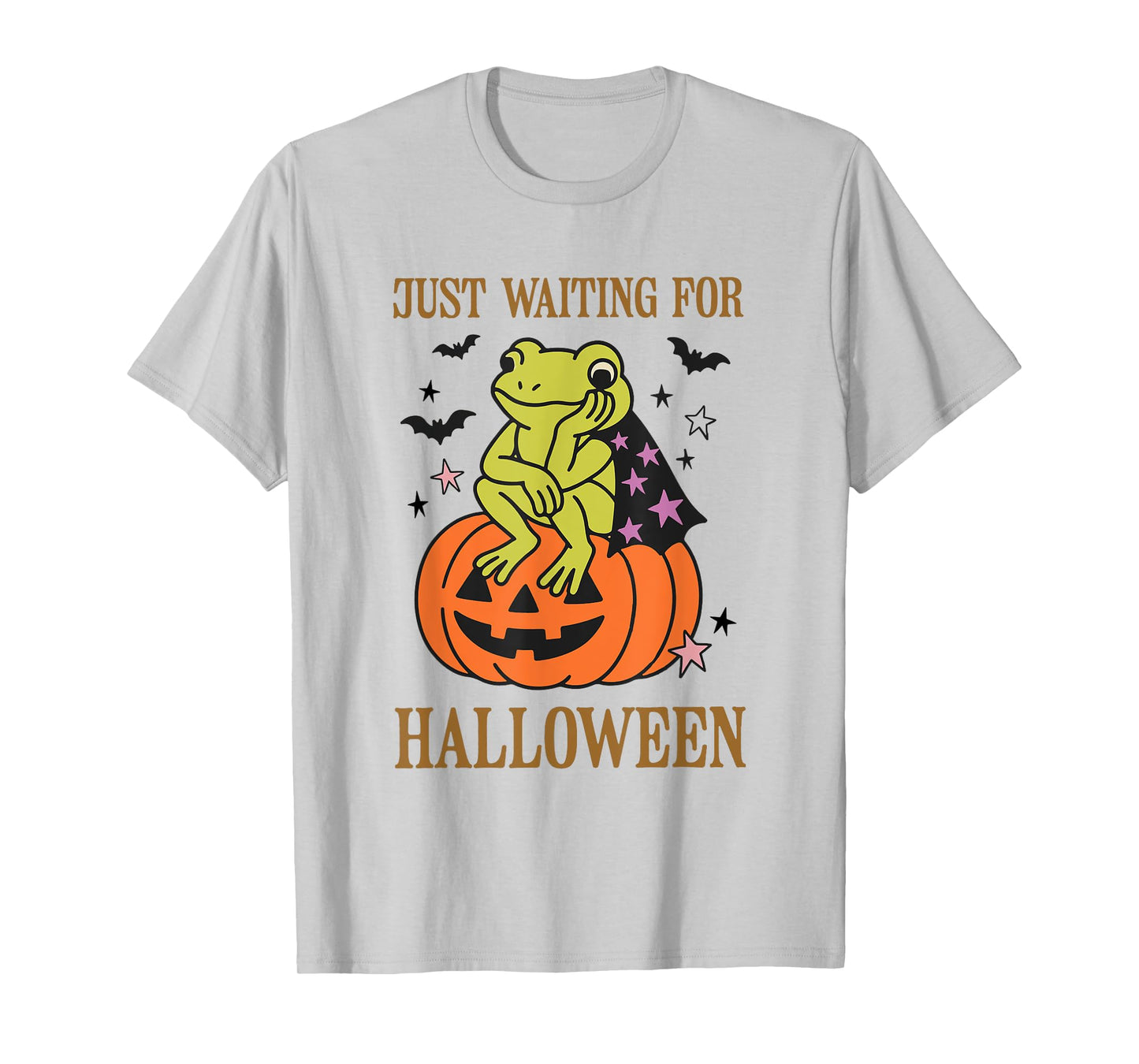 Just Waiting for Halloween Cute Frog Spooky Pumpkin T-Shirt