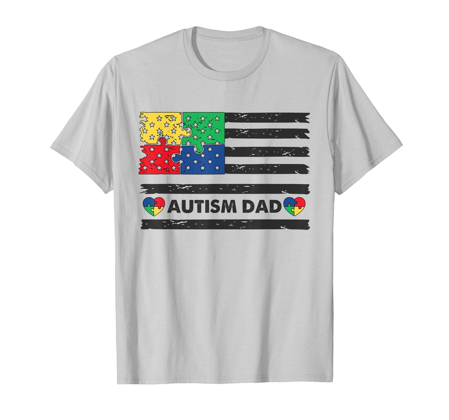 Autism Dad American Flag USA T-Shirt