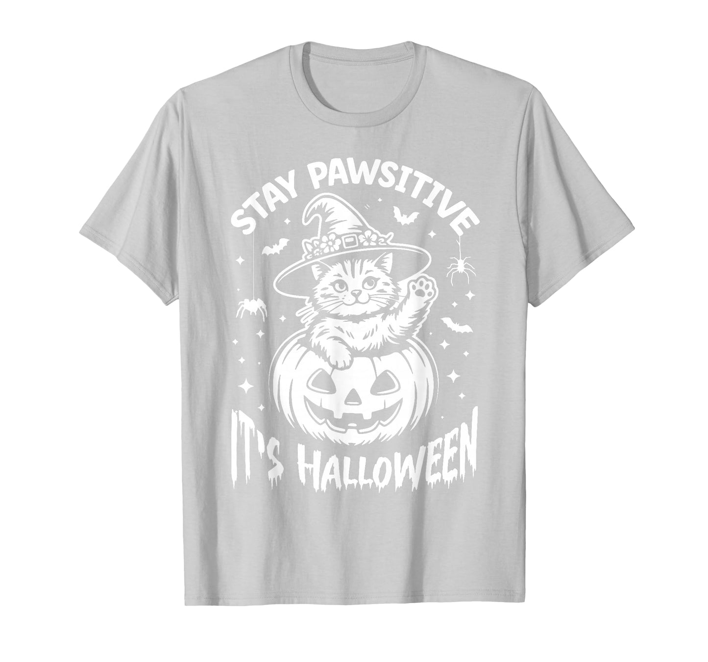 Stay Pawsitive, it’s Halloween Cute Black Cat Witch Pumpkin T-Shirt