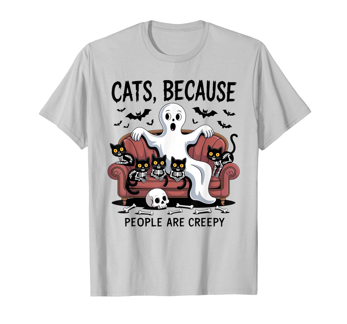 Cats Because People are Creepy Ghost Halloween Cat Mom Kids T-Shirt