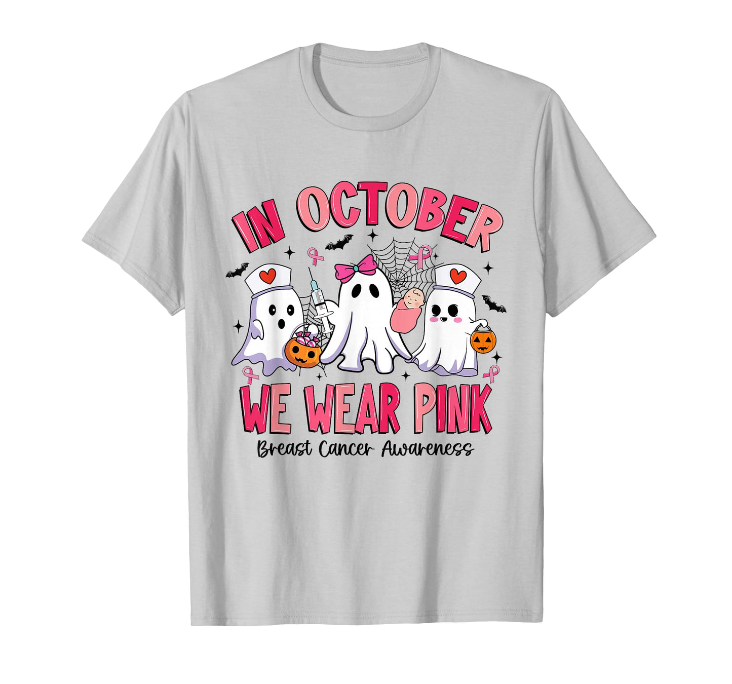in October We Wear Pink Labor Delivery Nurse Breast Cancer T-Shirt