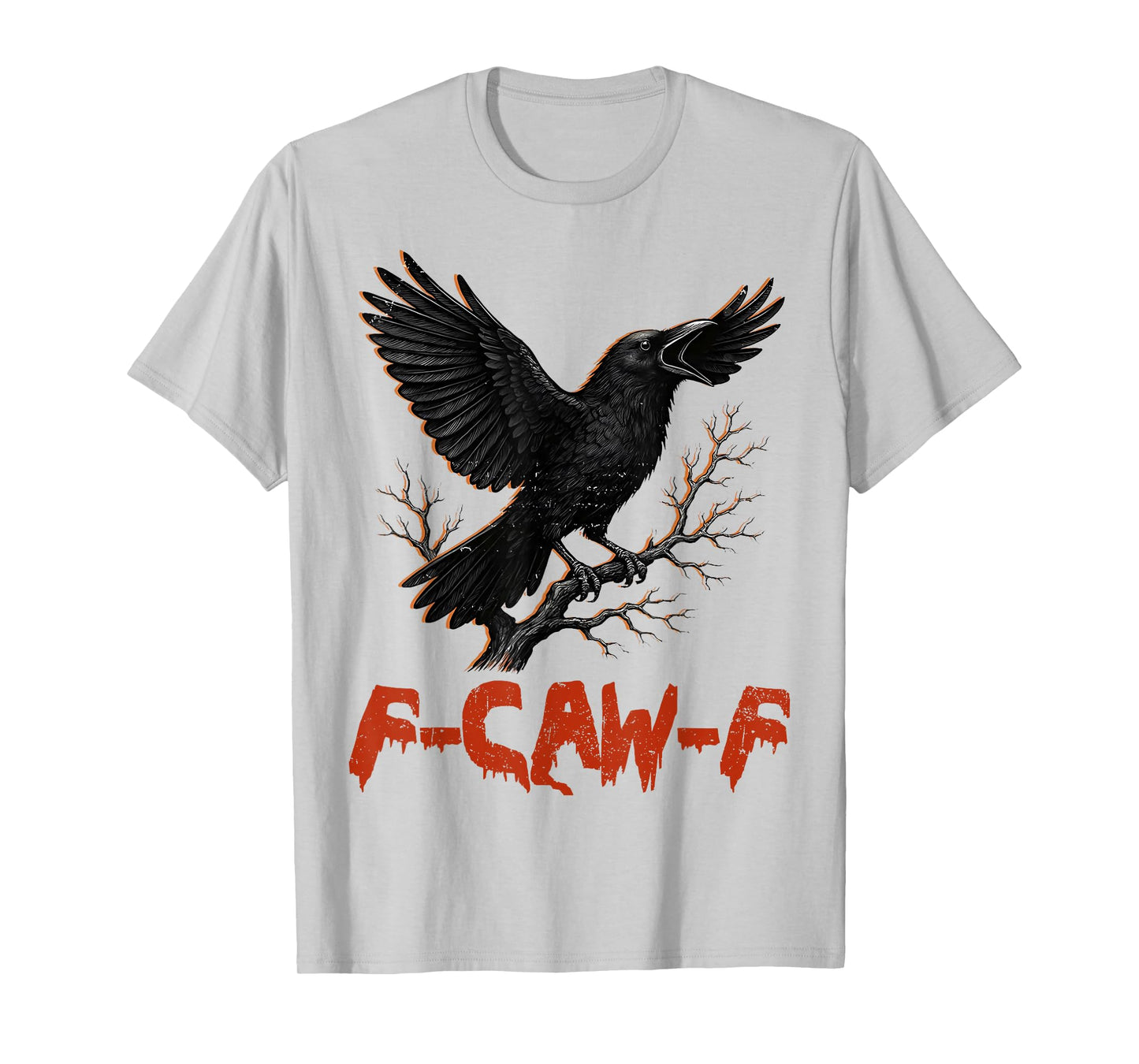 Funny F Caw F Raven Bird Cawing Graphic Halloween Crow Pun T-Shirt