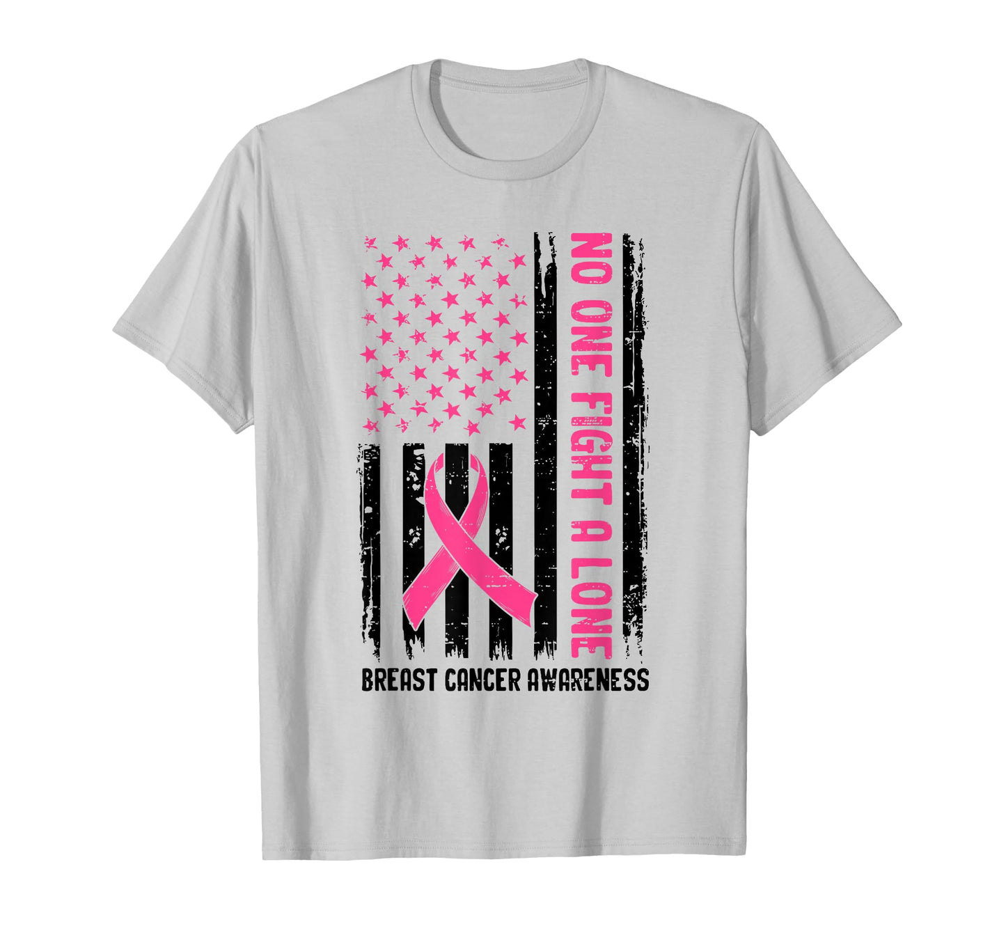 Breast Cancer Awareness USA Flag Pink Ribbon Men Women Kids T-Shirt