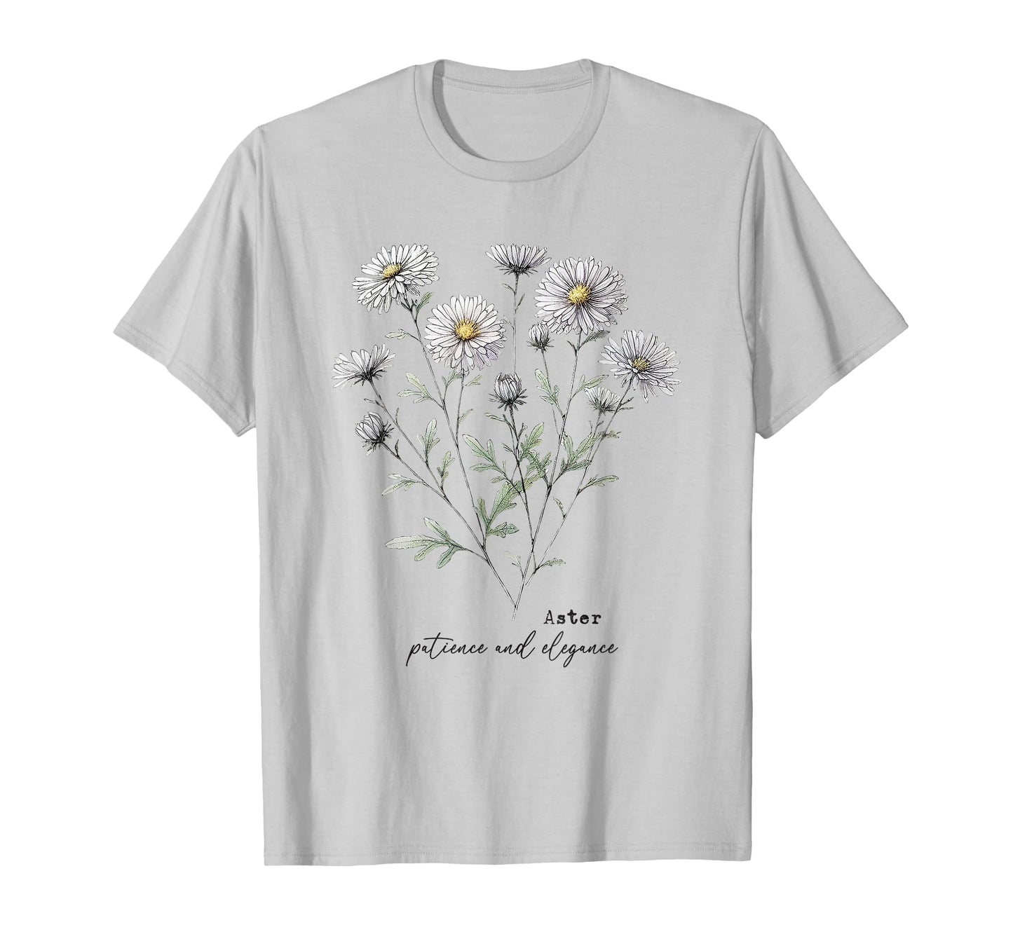 Elegant Aster Floral Botanical Vintage Flower Art Aesthetic T-Shirt