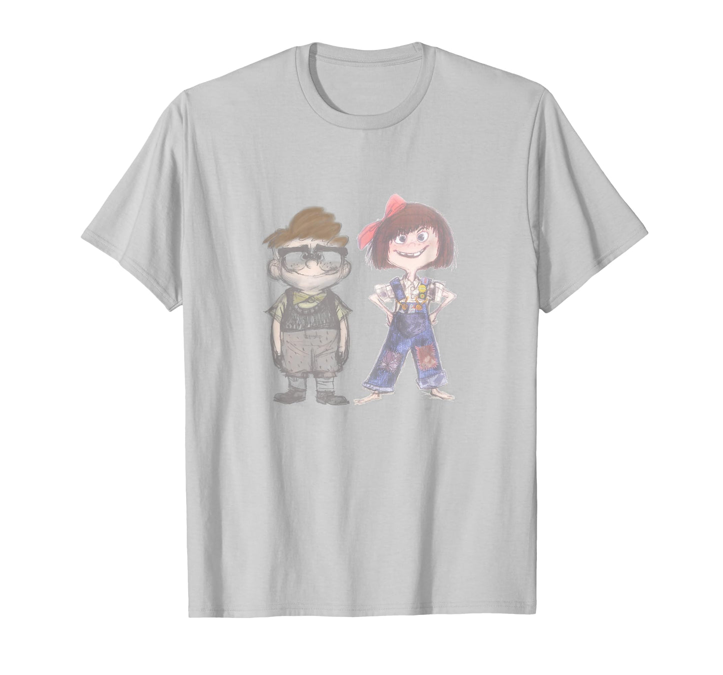 Disney Pixar Up Young Carl & Ellie Cute Vintage Sketch T-Shirt