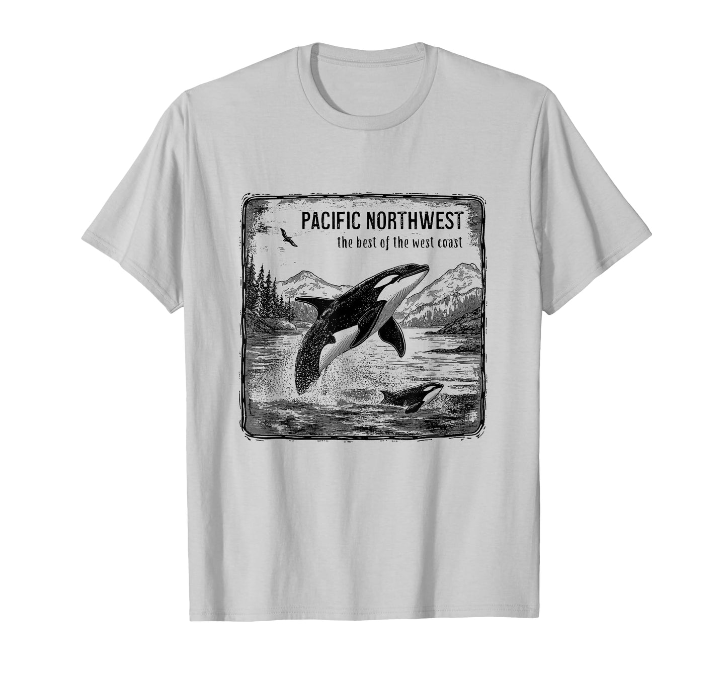 Pacific Northwest Orca Whale Camping Hiking Souvenir T-Shirt