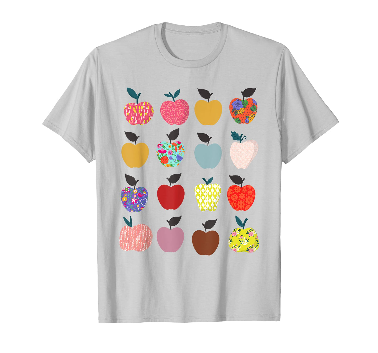 Folk Art Apples Back to school Teacher Shirt for Women Funny T-Shirt