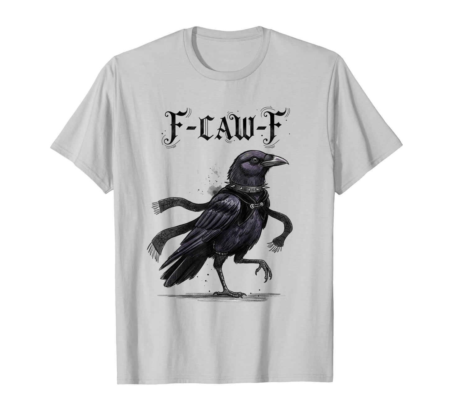 F-CAW-F Funny Halloween Adult Black Crow Cool Raven T-Shirt