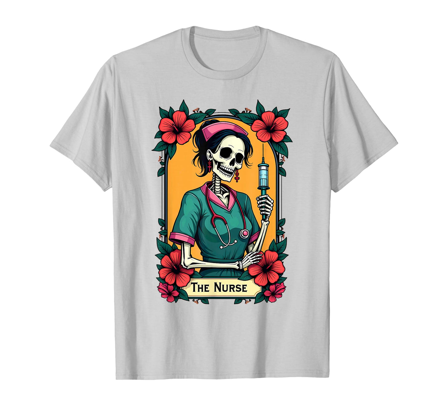 Gothic Tarot Card Skeleton The Nurse T-Shirt