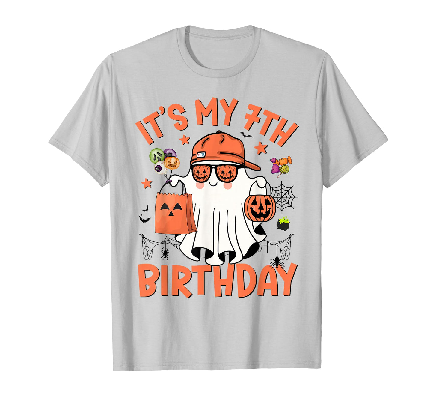 It's My 7th Birthday Funny Halloween Ghost Boo 7th Bday Boy T-Shirt
