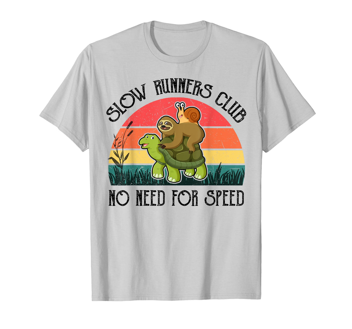 Funny Lazy Sloth Shirt Snail Riding Turtle Slow Runners Club T-Shirt