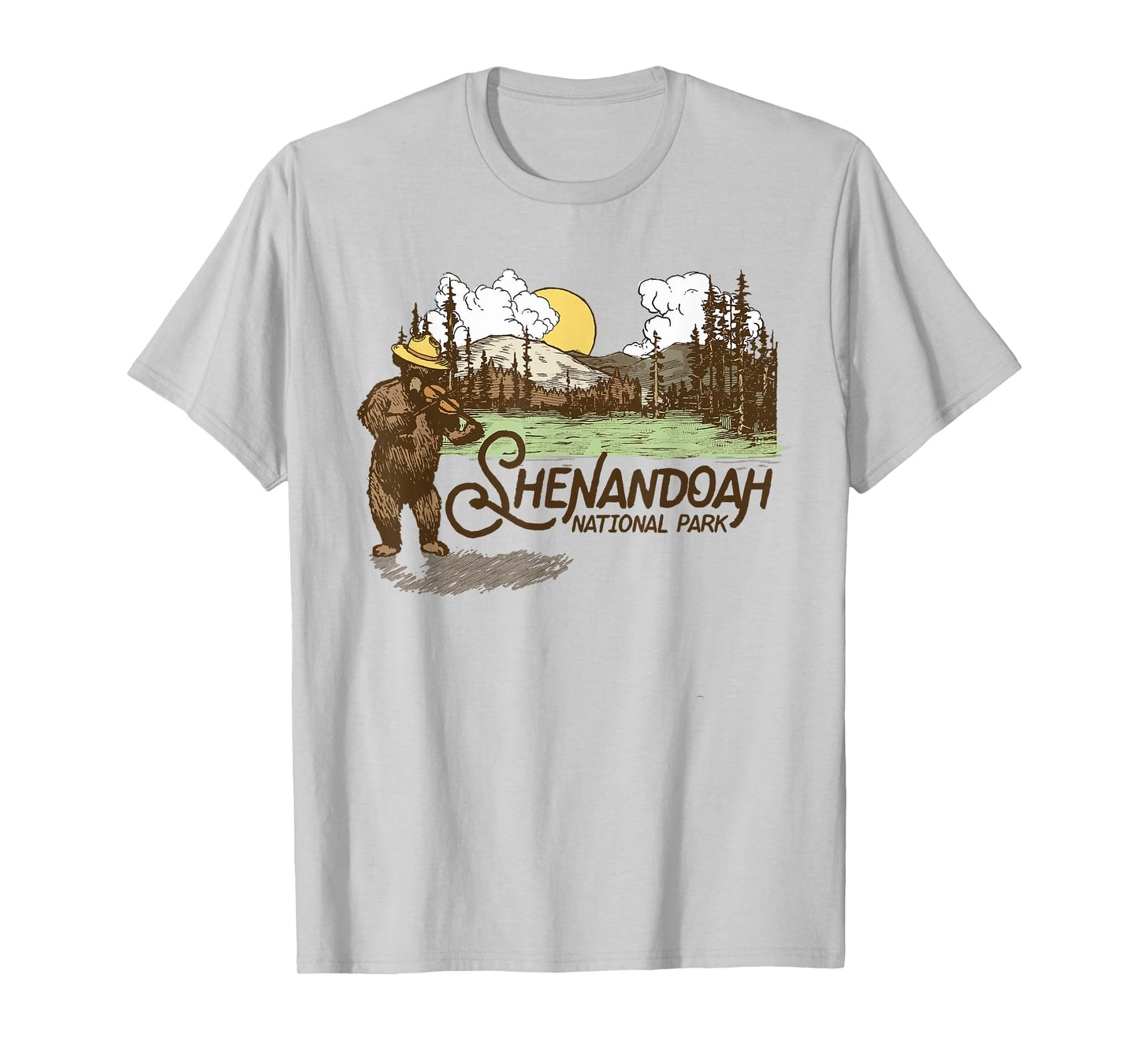 Shenandoah National Park Vintage Bear & Fiddle Funny Violin T-Shirt