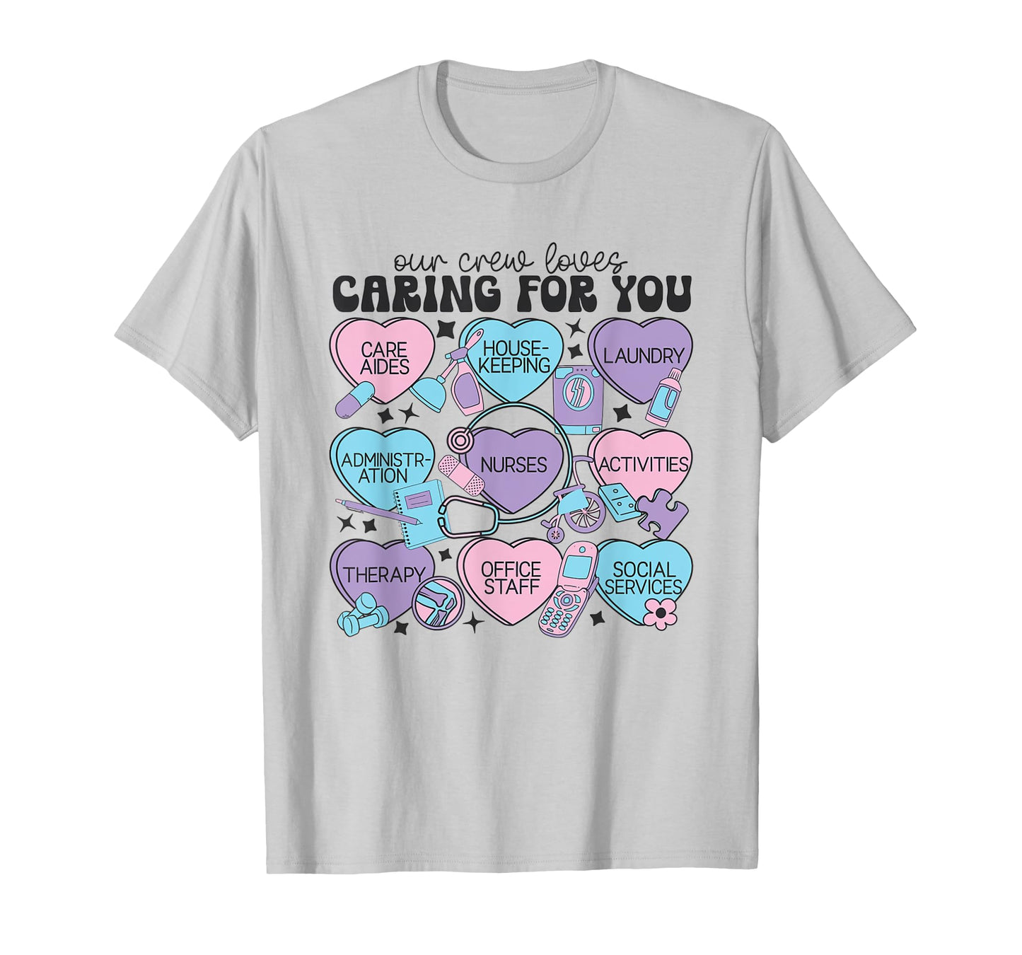 Assisted Living Facility Staff Valentine Nurse Heat Candy T-Shirt