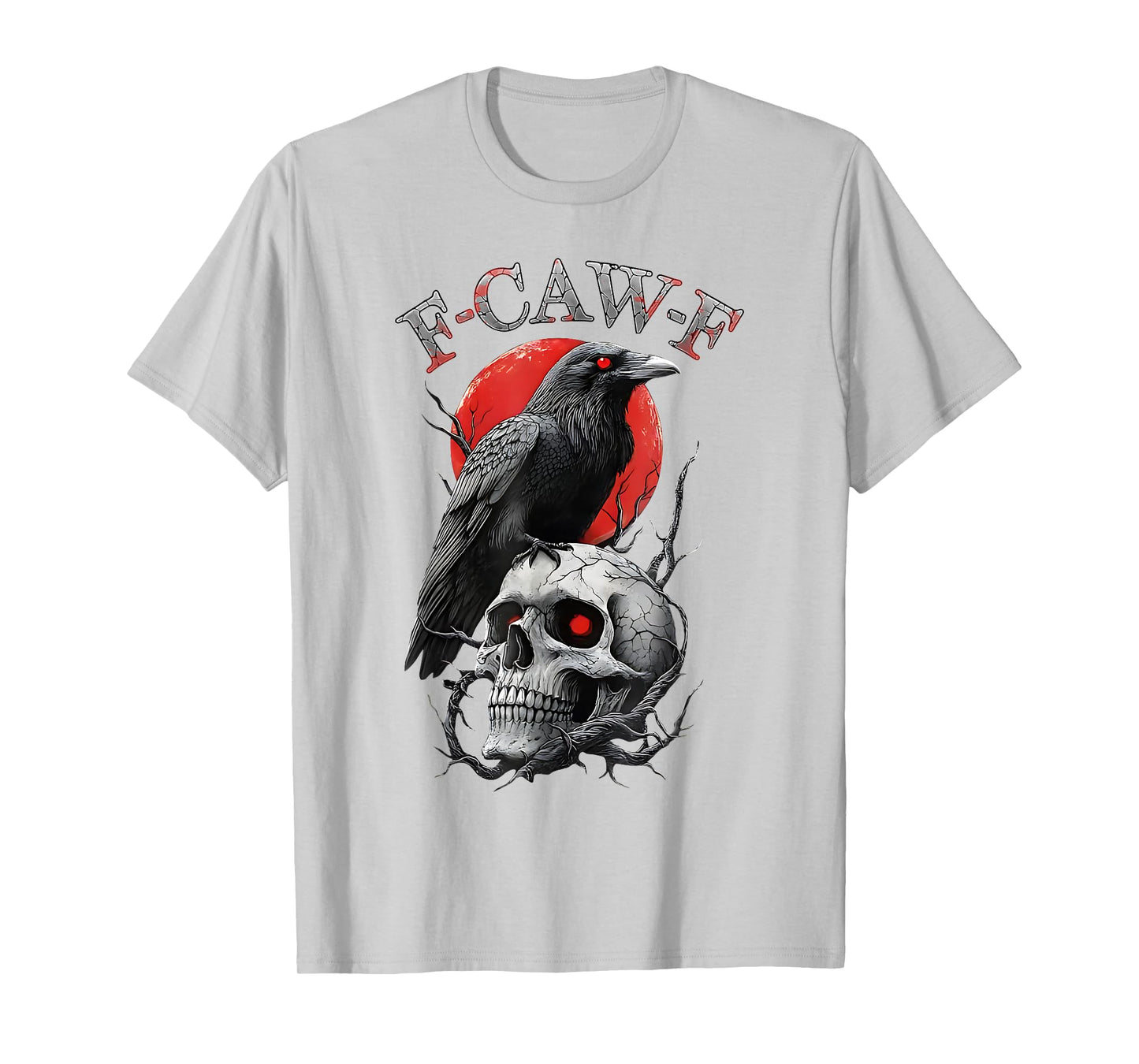 F-Caw-F Black Crow Pun Funny Bird Moon Gothic Halloween T-Shirt