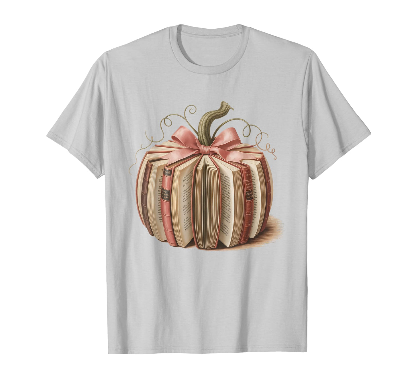 Pink Book Pumpkin Reading Breast Cancer Awareness Librarian T-Shirt