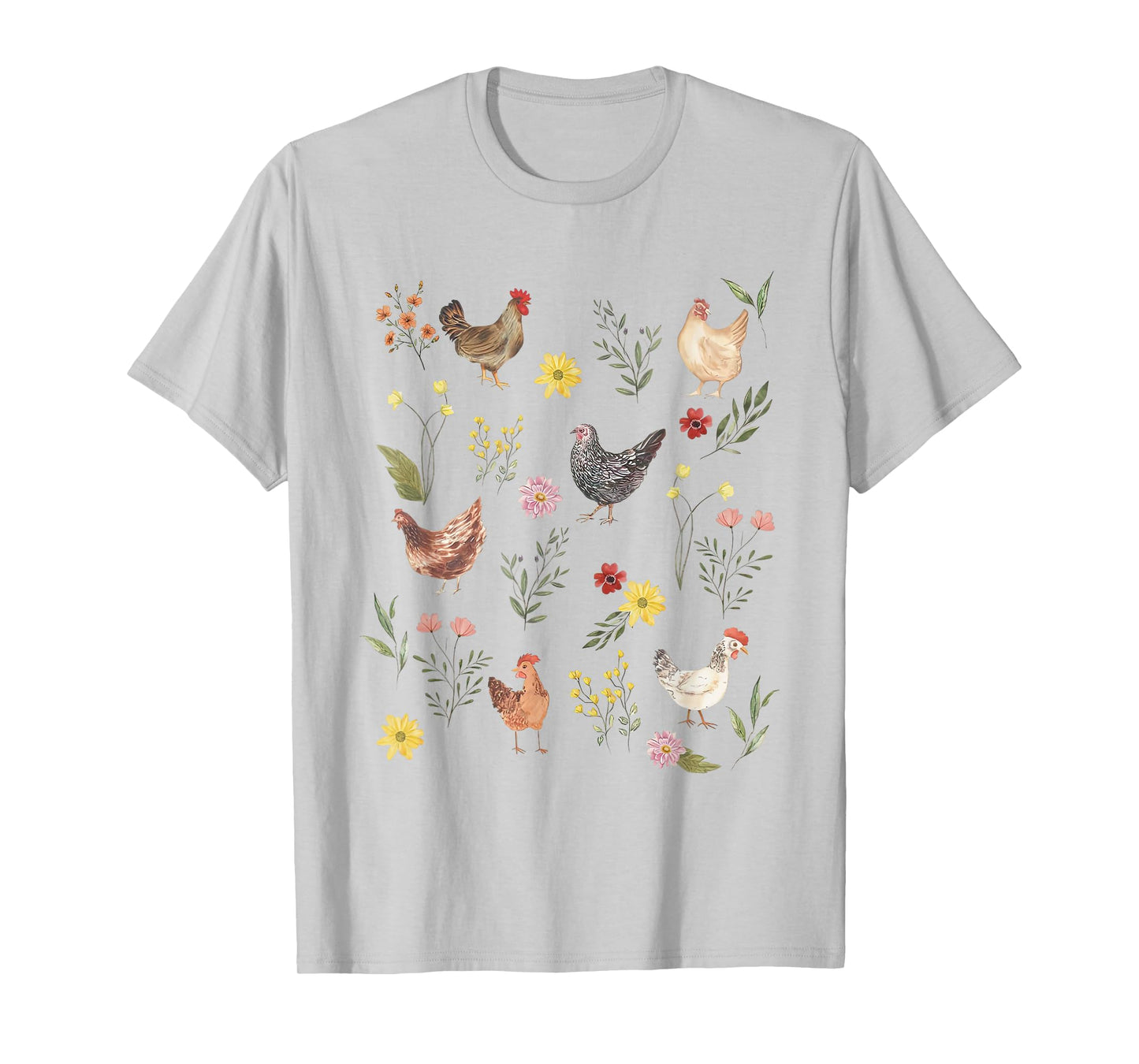 Wildflower Chicken Floral Chicken Lover Cute Farmer Flowers T-Shirt