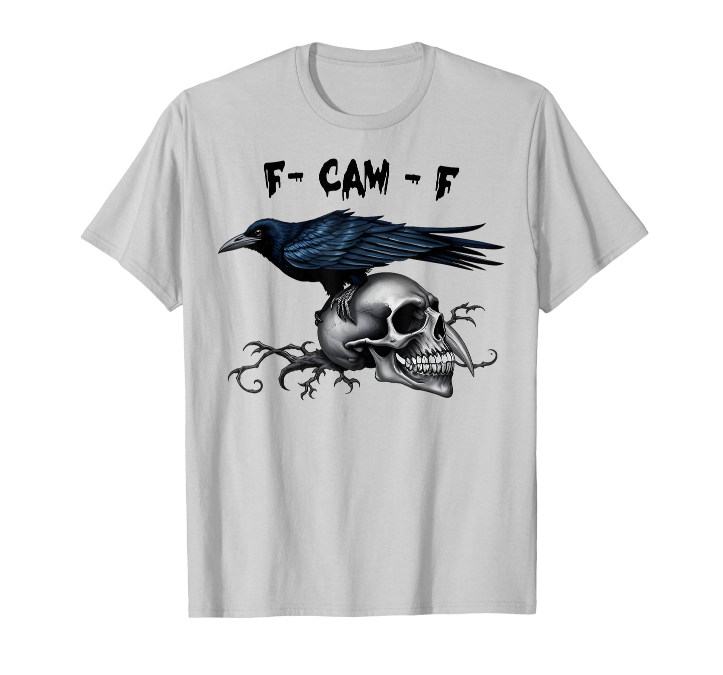 Funny F Caw F Raven Bird Skull Graphic Halloween Crow Pun T-Shirt