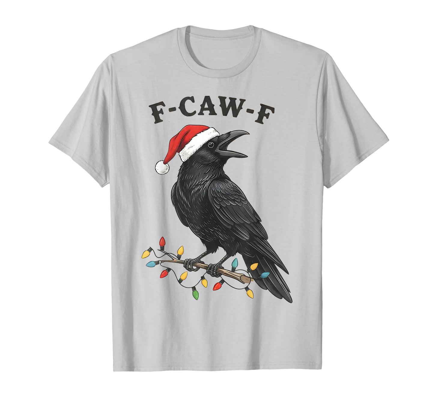 Vintage Raven Christmas, F-Caw-F Crow Santa Hat Xmas Funny T-Shirt